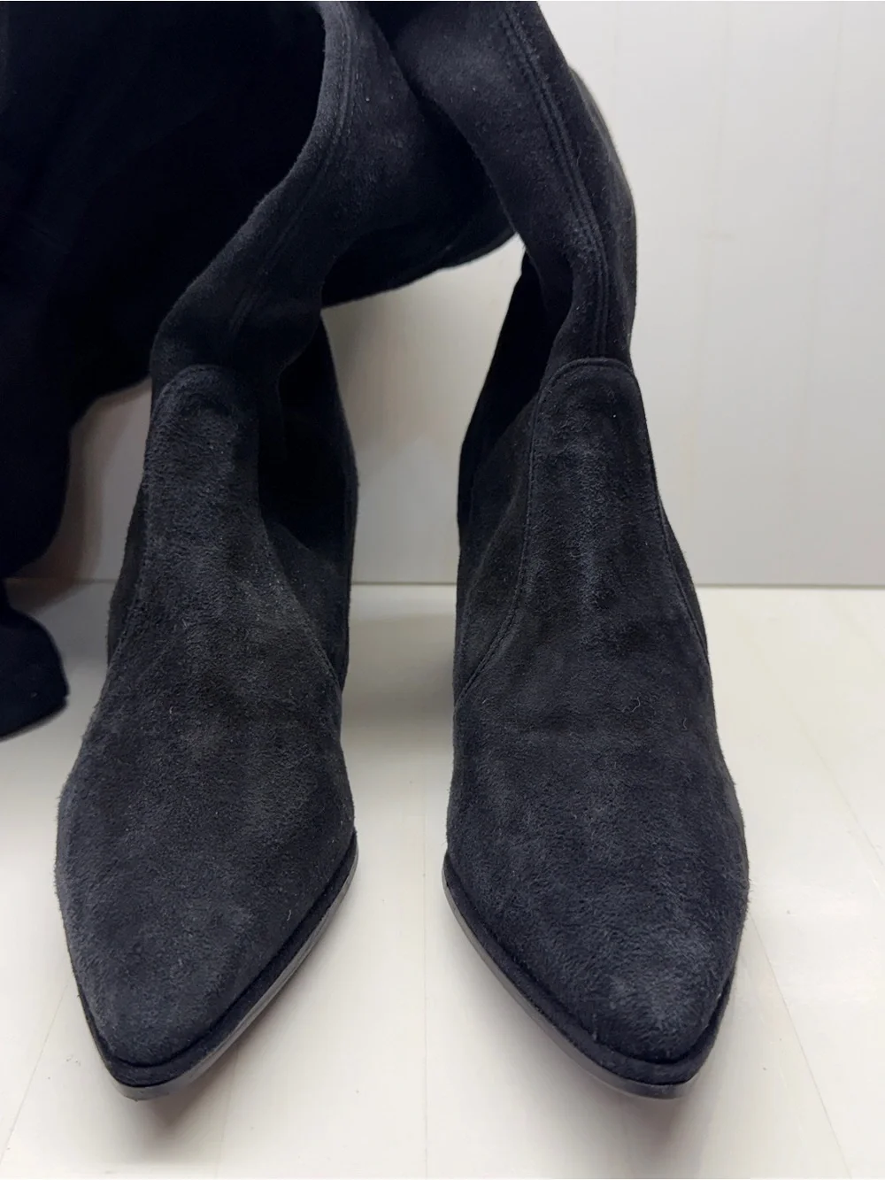 Stuart Weitzman Over The Knee Suede Chunky Heel Boot Black size 6.5 M